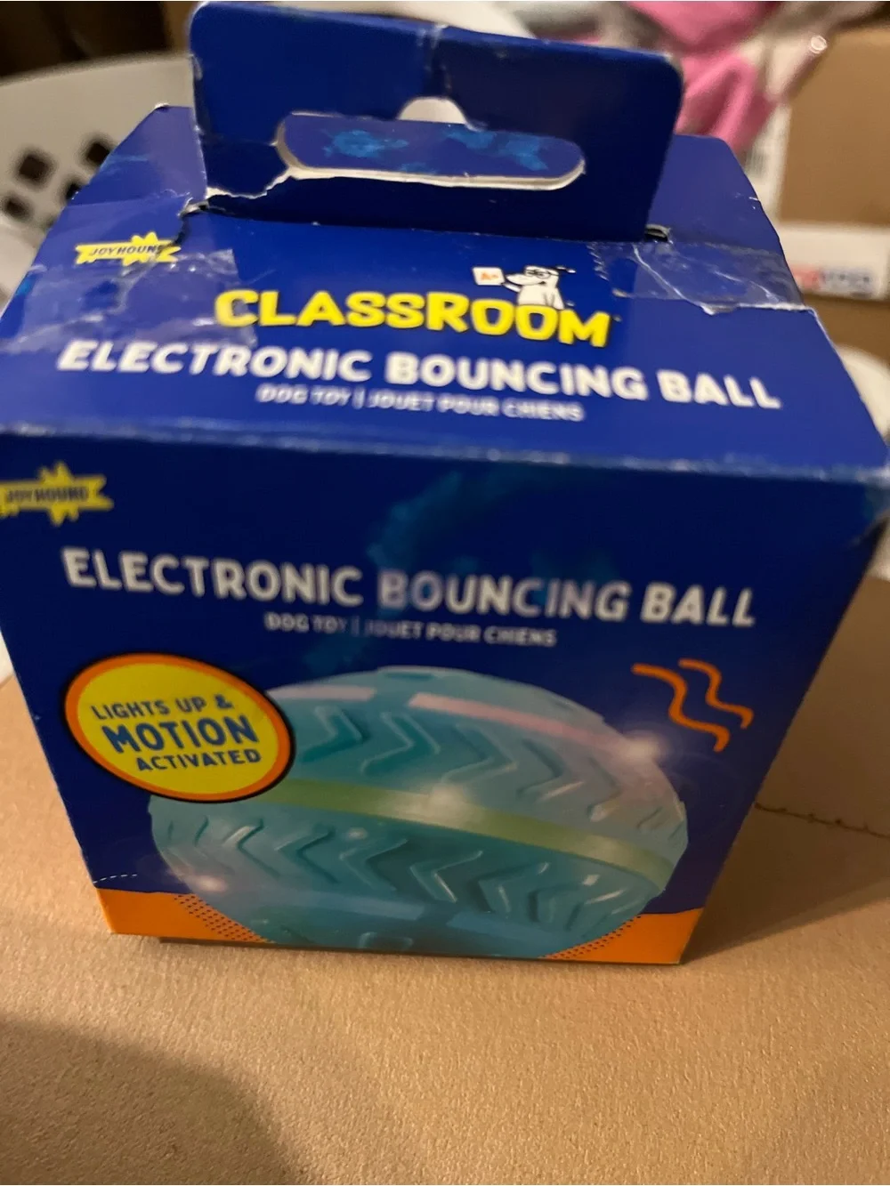 Electronic Bouncing Ball Dog Toy - Teal & Lime